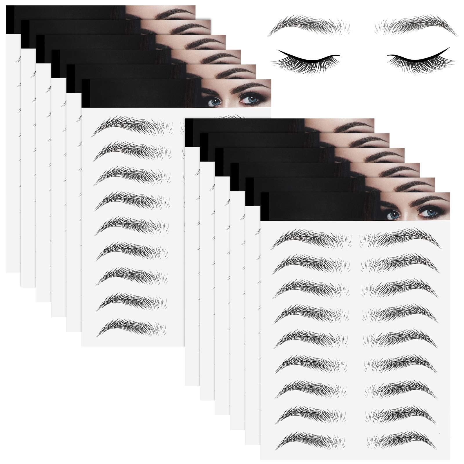 Maitys 12 sheets 4D hair-like brow tattoos pack delivers natural-looking brows.