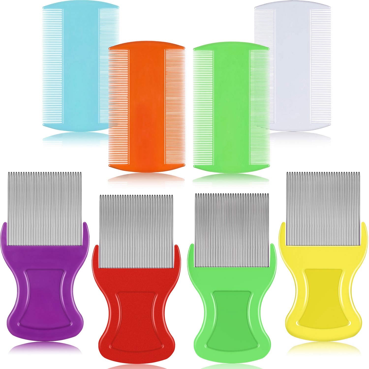 Maitys 8-piece double-sided lice combs for efficient lice detection and gentle grooming.