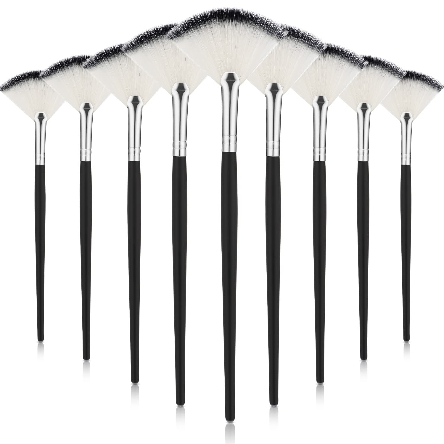Maitys 9-piece facial fan brush set for even powder application