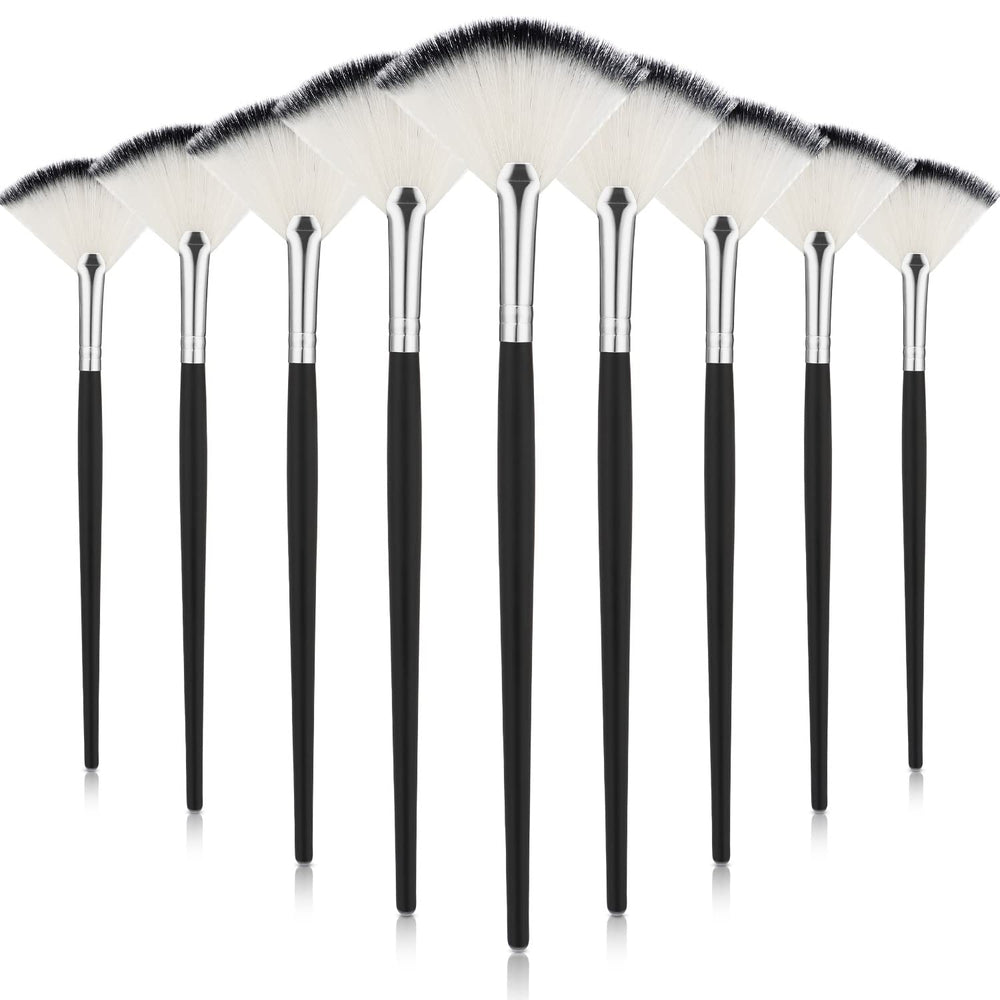 Maitys 9-piece facial fan brush set for even powder application