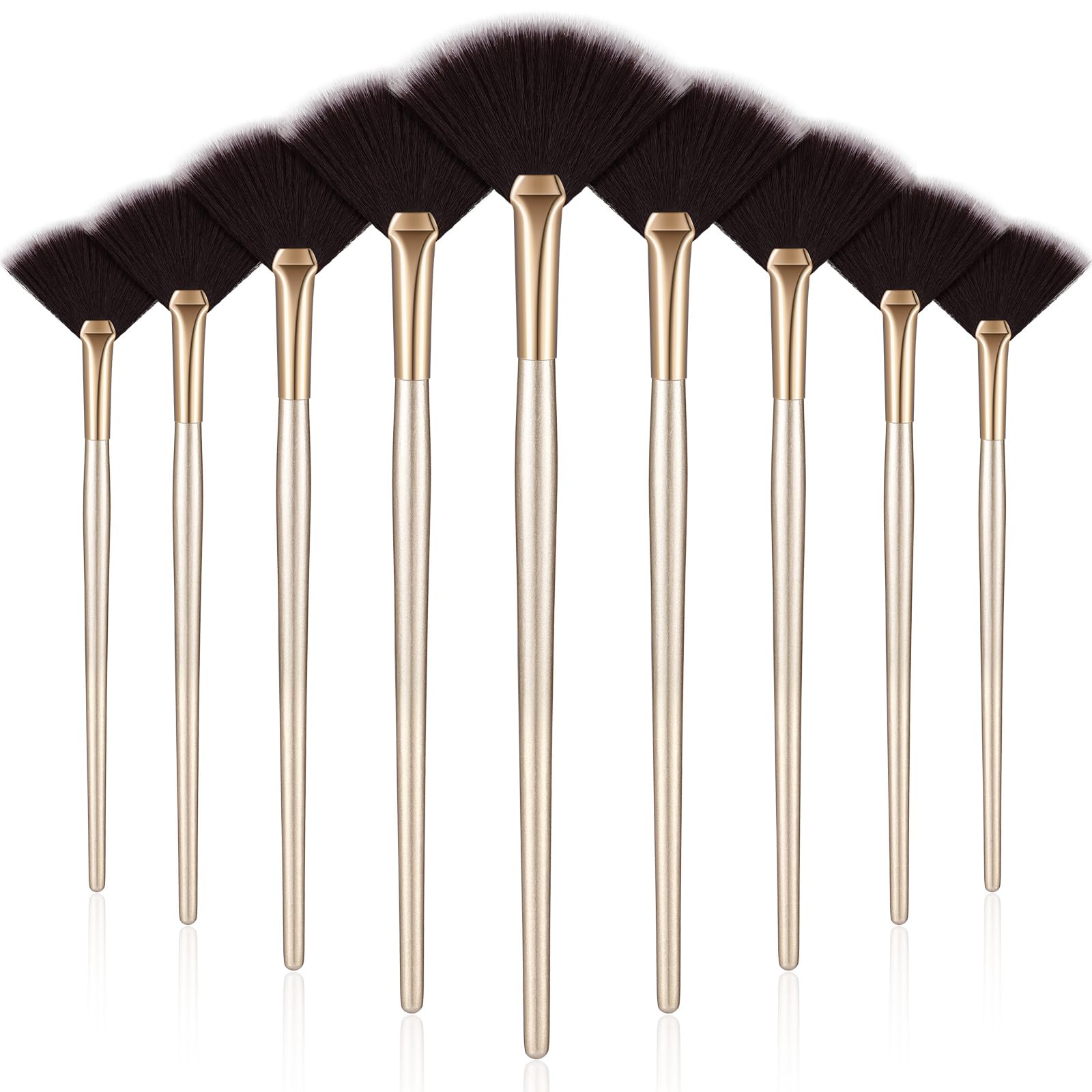 Maitys 9-piece face fan brushes set with wooden handles for even powder application.