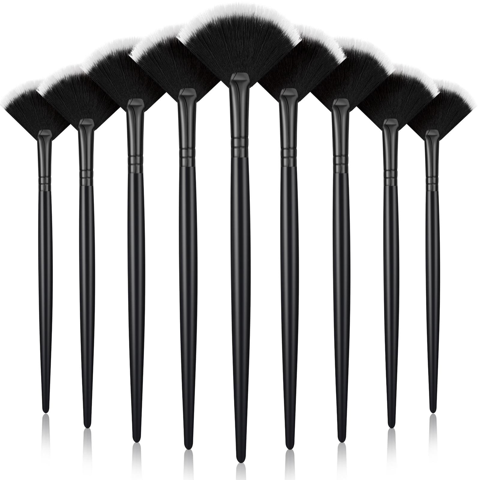 Maitys 9-piece facial fan brush set for precise powder application.