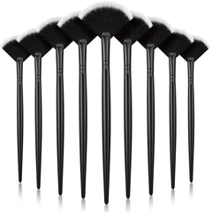 Maitys 9-piece facial fan brush set for precise powder application.