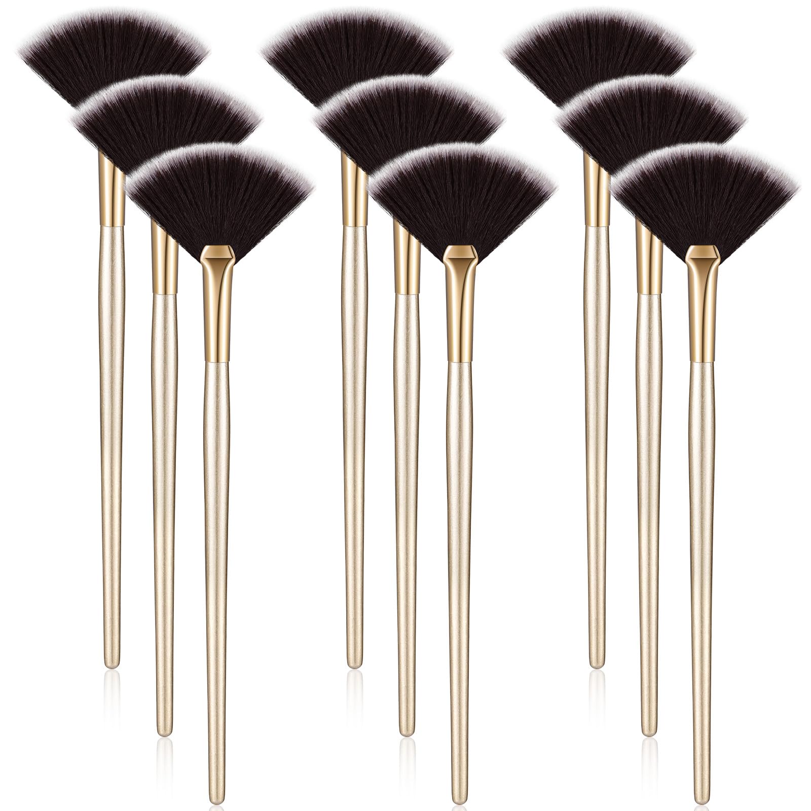 Brown-themed Maitys face fan brushes for versatile makeup routines.
