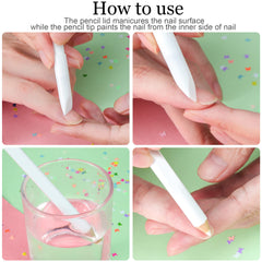 Maitys lápiz blanqueador de uñas 2 en 1 crea un efecto francés suave.