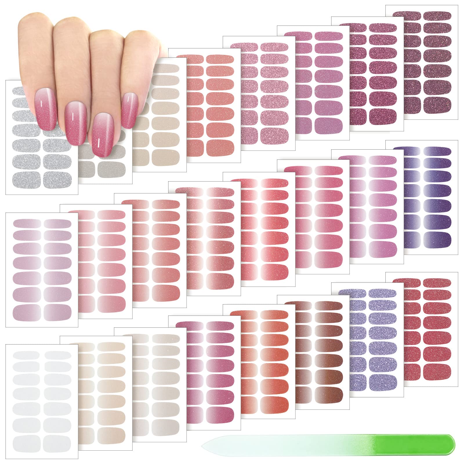 Maitys envoltura completa de uñas, 24 hojas, acabado listo para uso en casa
