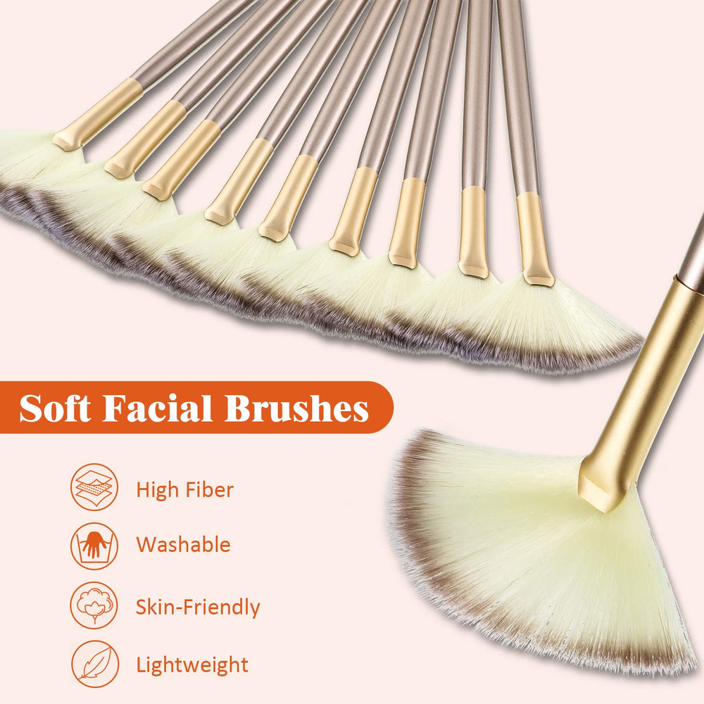 Maitys fan-shaped application brush for smooth, even coverage on face.