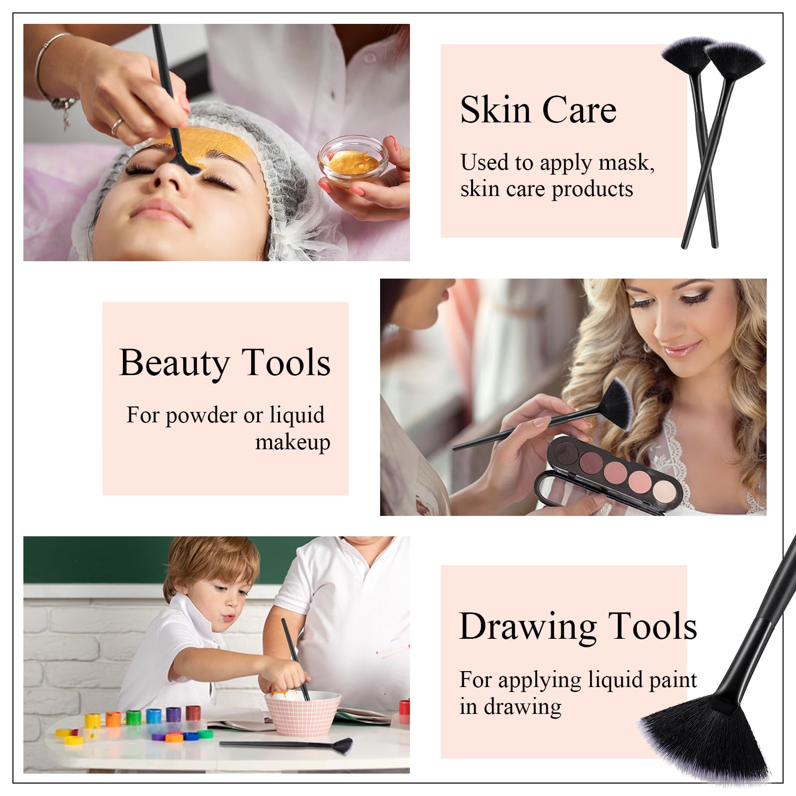 Maitys multi-use brushes support powder, blush, and mask application.