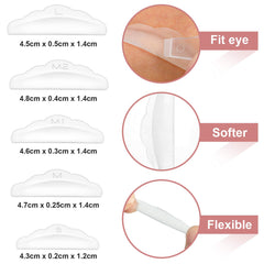 Maitys silicone lash lift pads in use on eyelids with soft and safe feel