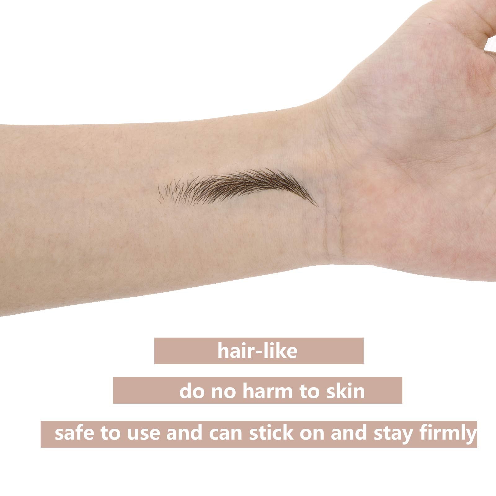 Maitys transfer sticker application process demonstrates quick brow setup.