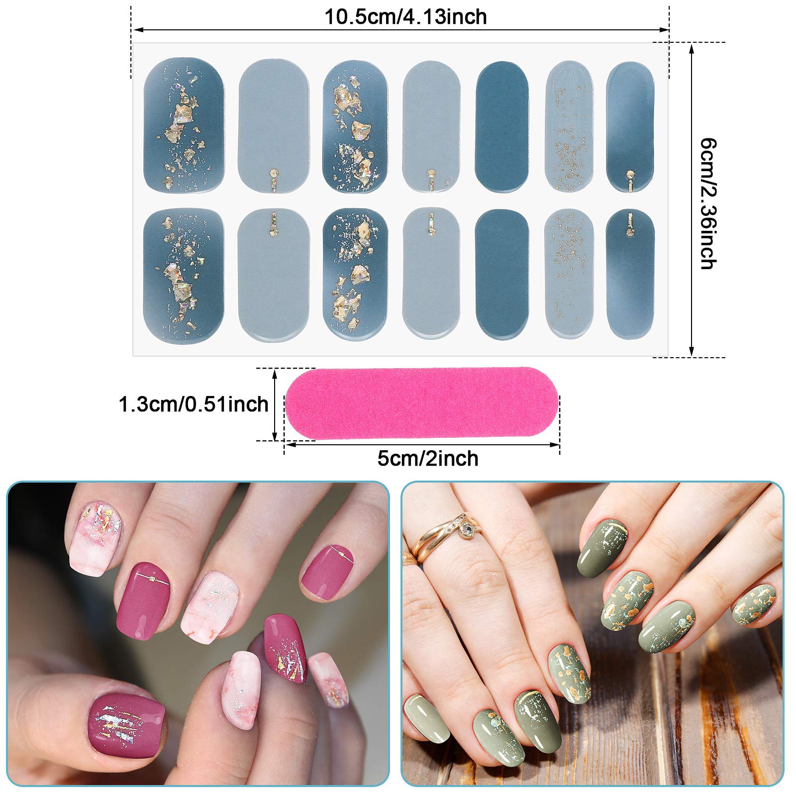 Maitys adhesivos de uñas multicolor, diseño elegante para ocasiones.