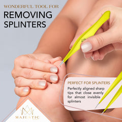 Majestic Bombay brow tweezers with sharp tips for neat arches.