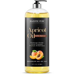Majestic Pure aceite de albaricoque en botella, hidratación suave para piel.