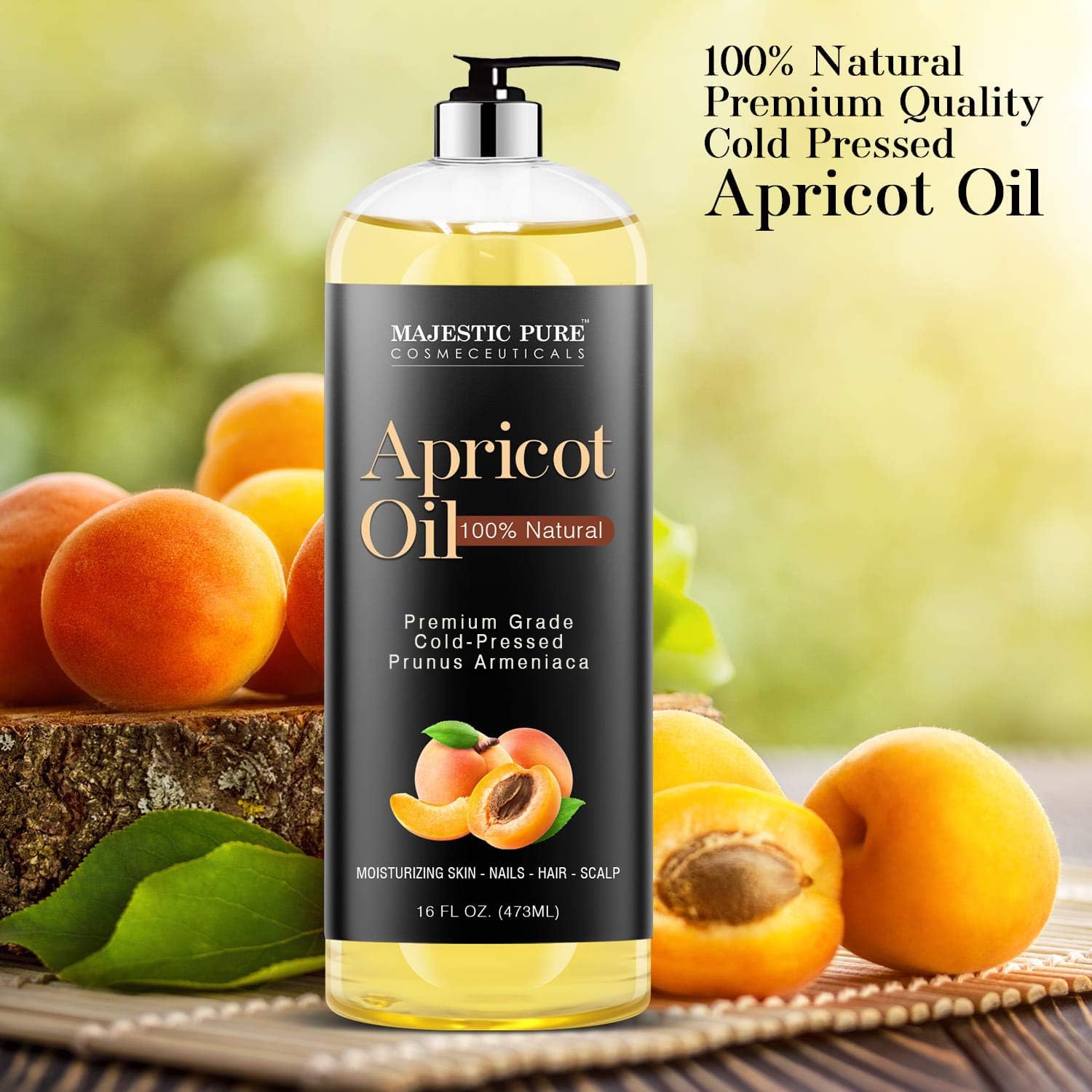 Majestic Pure aceite de albaricoque para diluir aceites esenciales antes de aplicar.