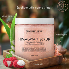 Majestic Pure Exfoliante Corporal Lychee: textura salina que limpia poros y suaviza la piel