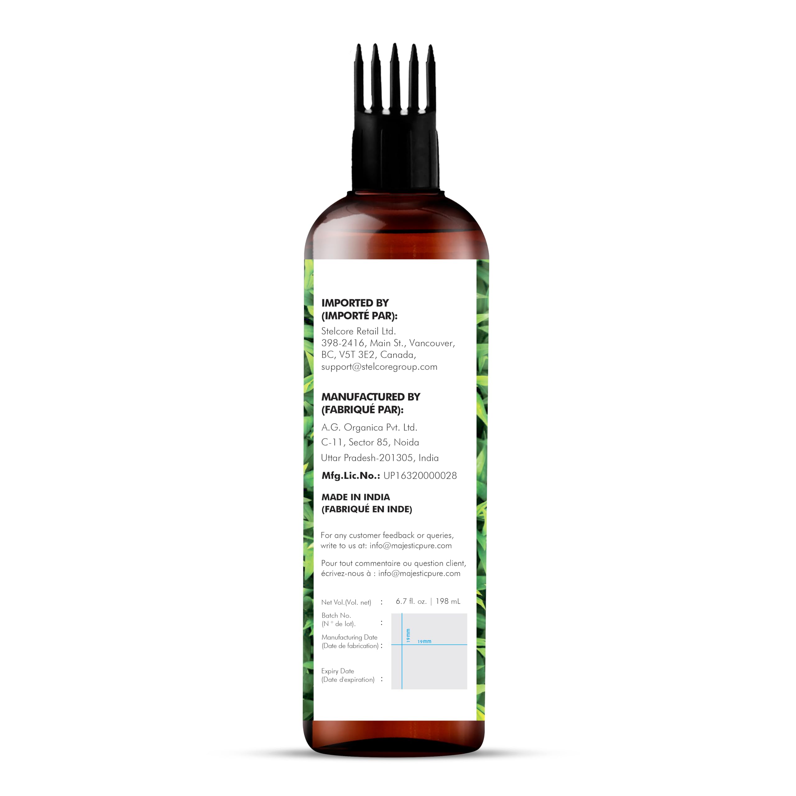 Ingredientes naturales de Majestic Pure, sin aditivos.