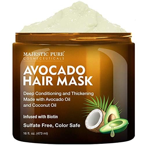 Mascarilla Majestic Pure con aguacate y coco en bote para acondicionamiento profundo.