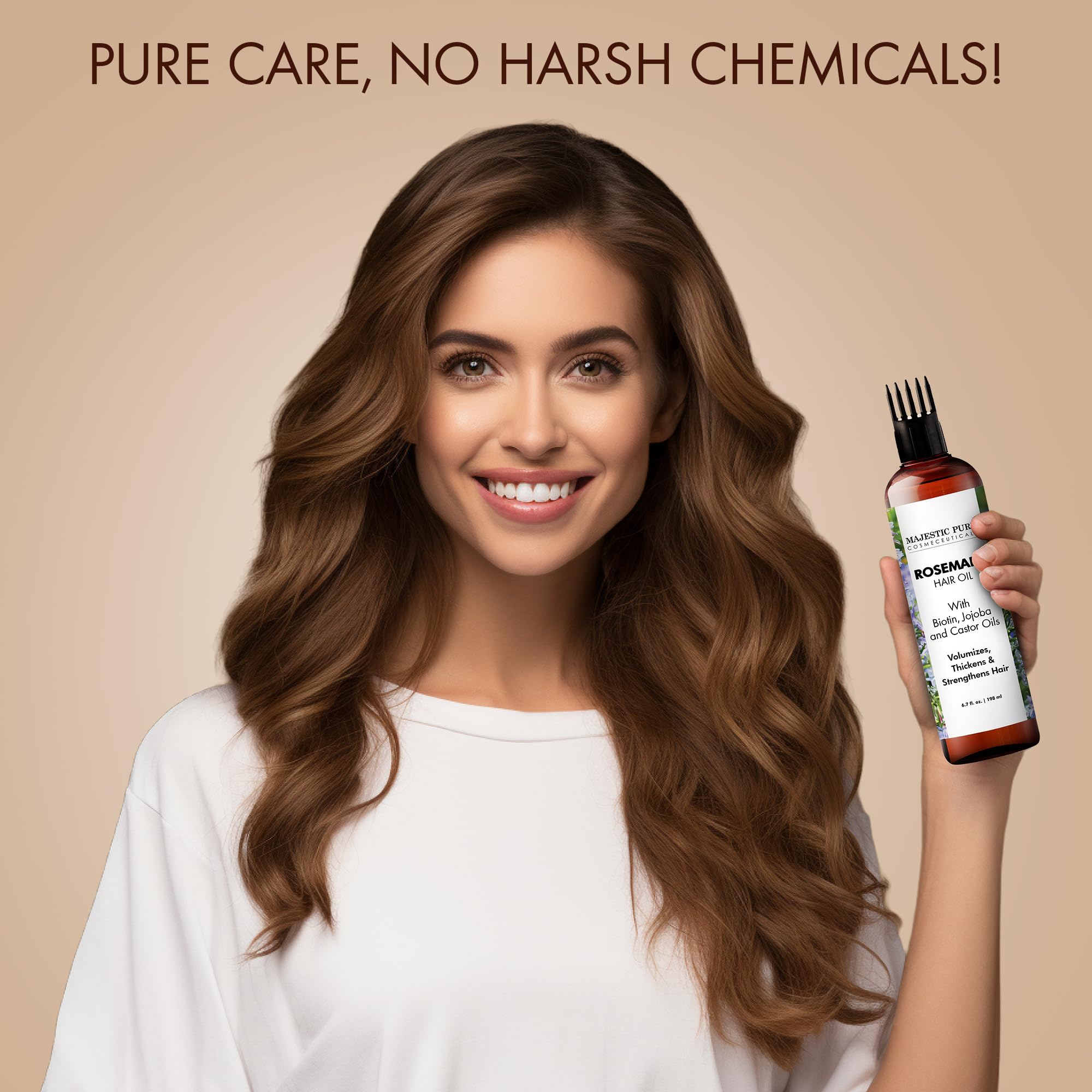 Majestic Pure Romero Aceite, ingredientes naturales, cuida el cuero cabelludo de forma suave.