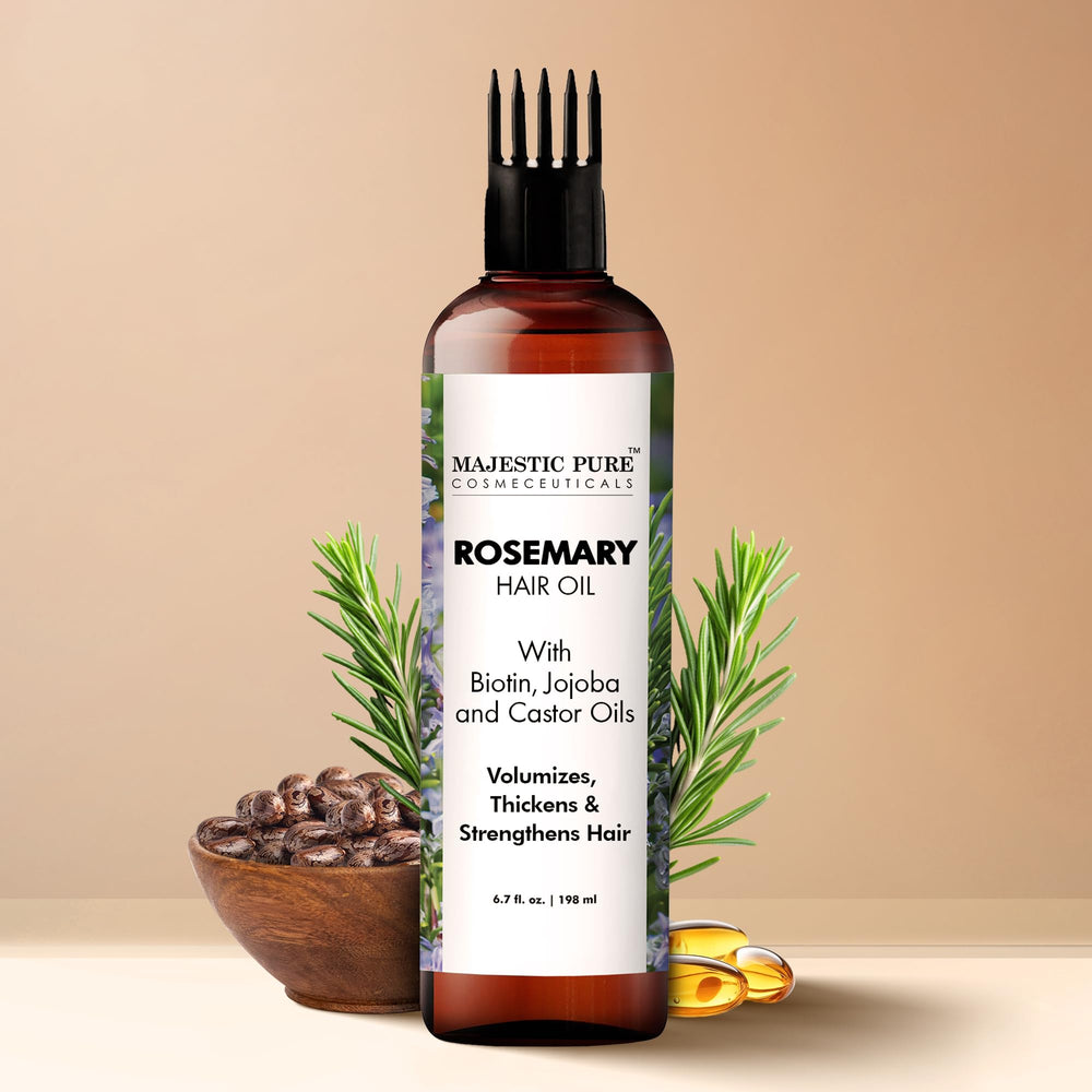 Majestic Pure Romero Aceite, textura ligera, fácil de distribuir y absorber para uso diario.