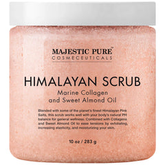 Majestic Pure sal Himalaya exfoliante de cuerpo con textura gruesa para exfoliar suavemente la piel.