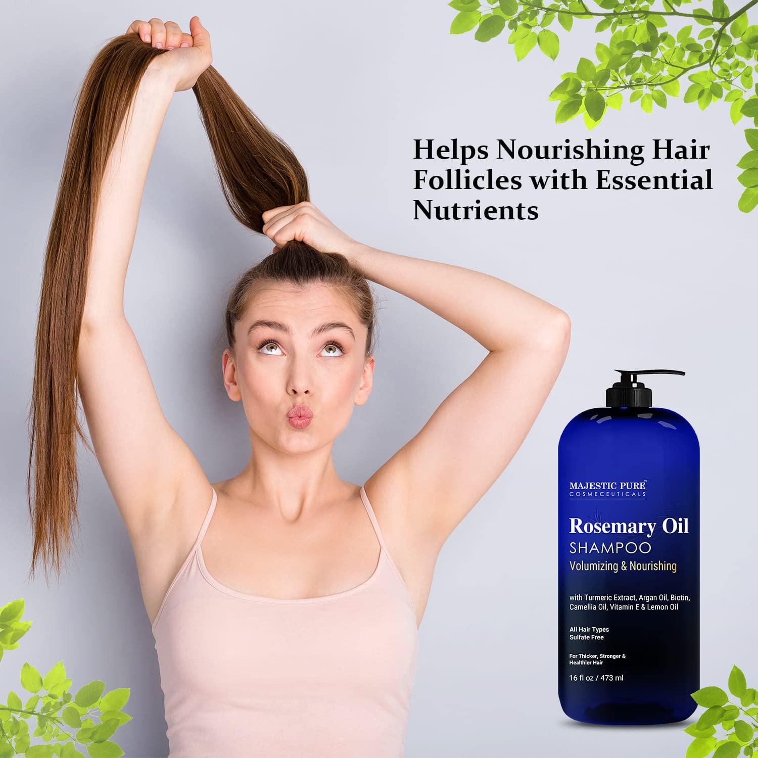 Majestic Pure Shampoo Romero Sin Sulfatos: cuida color y cuero cabelludo.