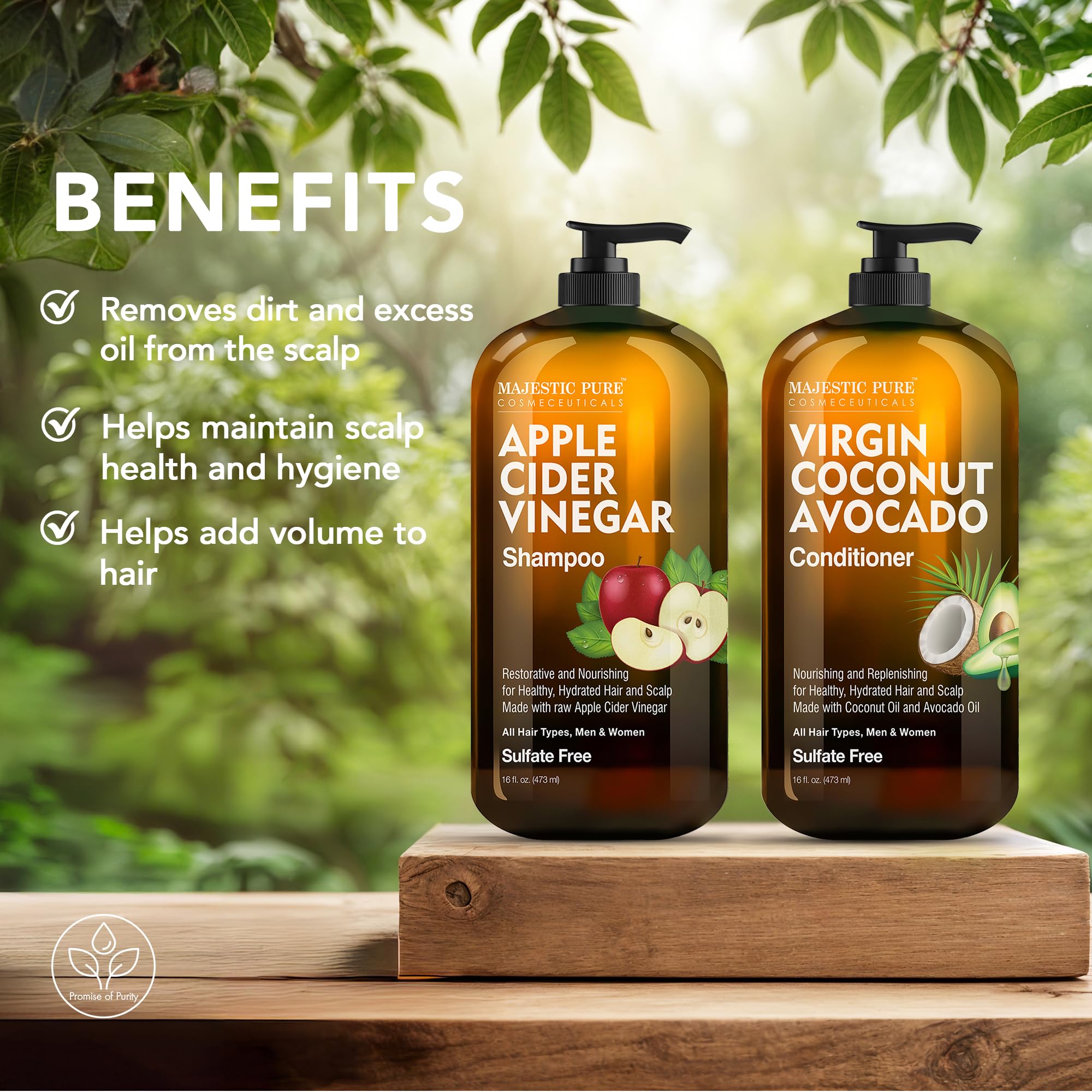 Majestic Pure Sulfate-free label communicates gentle cleansing