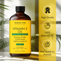 Majestic Pure Vitamina E: aplicación suave en rostro para hidratación.
