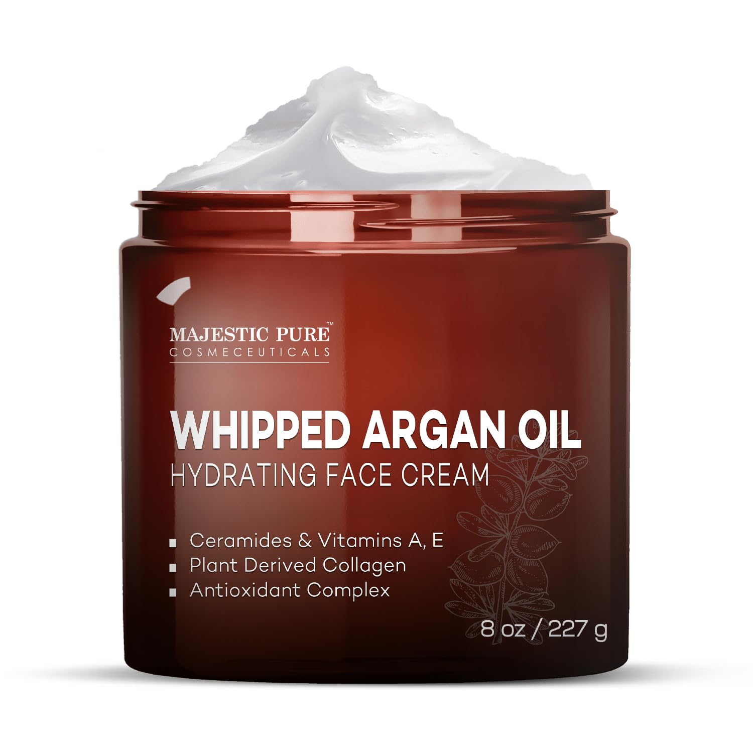 Majestic Pure crema facial con aceite de argán, textura cremosa para hidratación diaria.