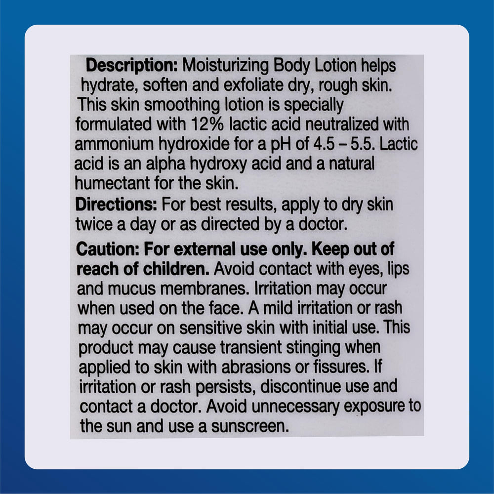 Major Ammonium Lactate 12% lotion fragrance-free packaging for sensitive skin