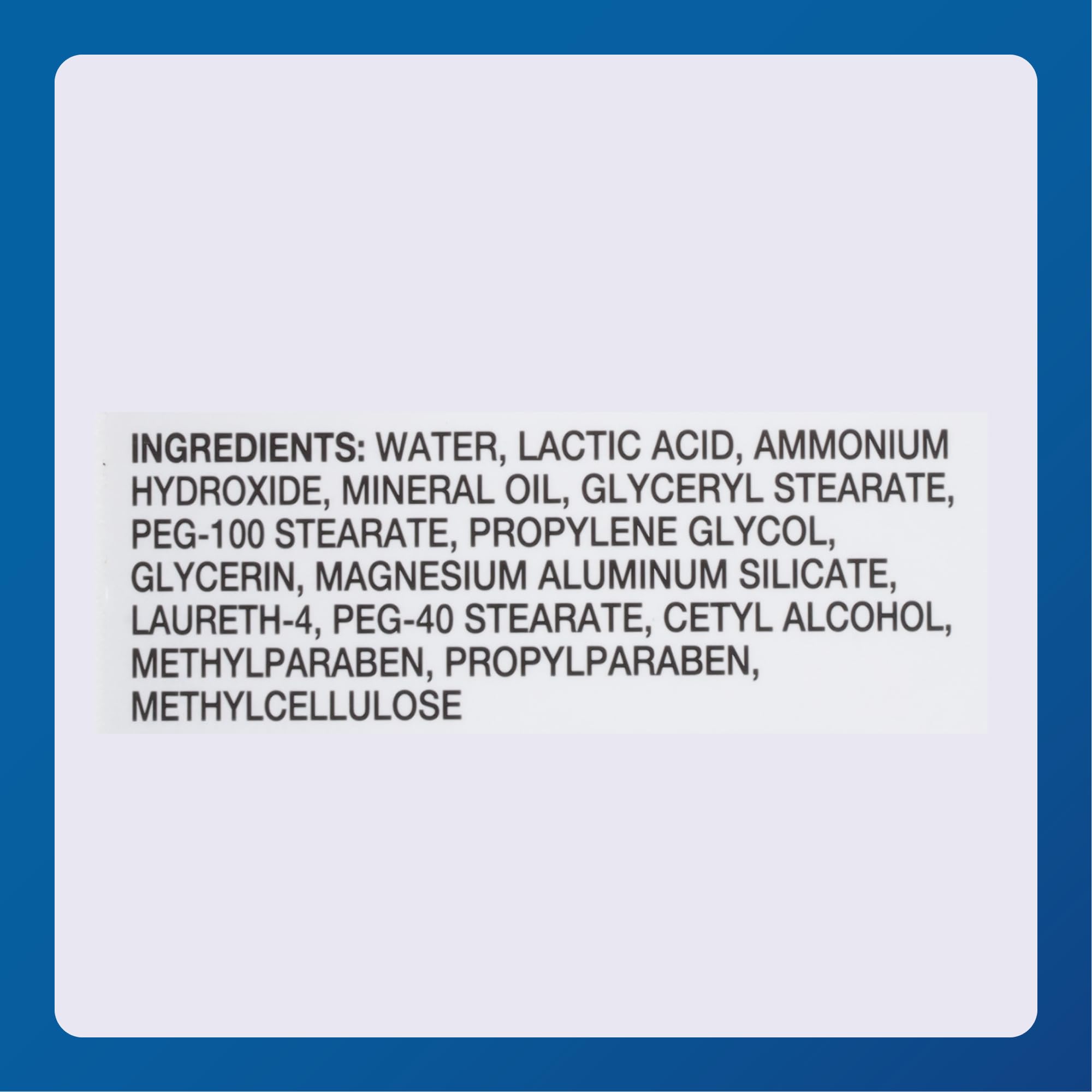 Ingredients highlight of Major Ammonium Lactate 12% lotion featuring lactic acid
