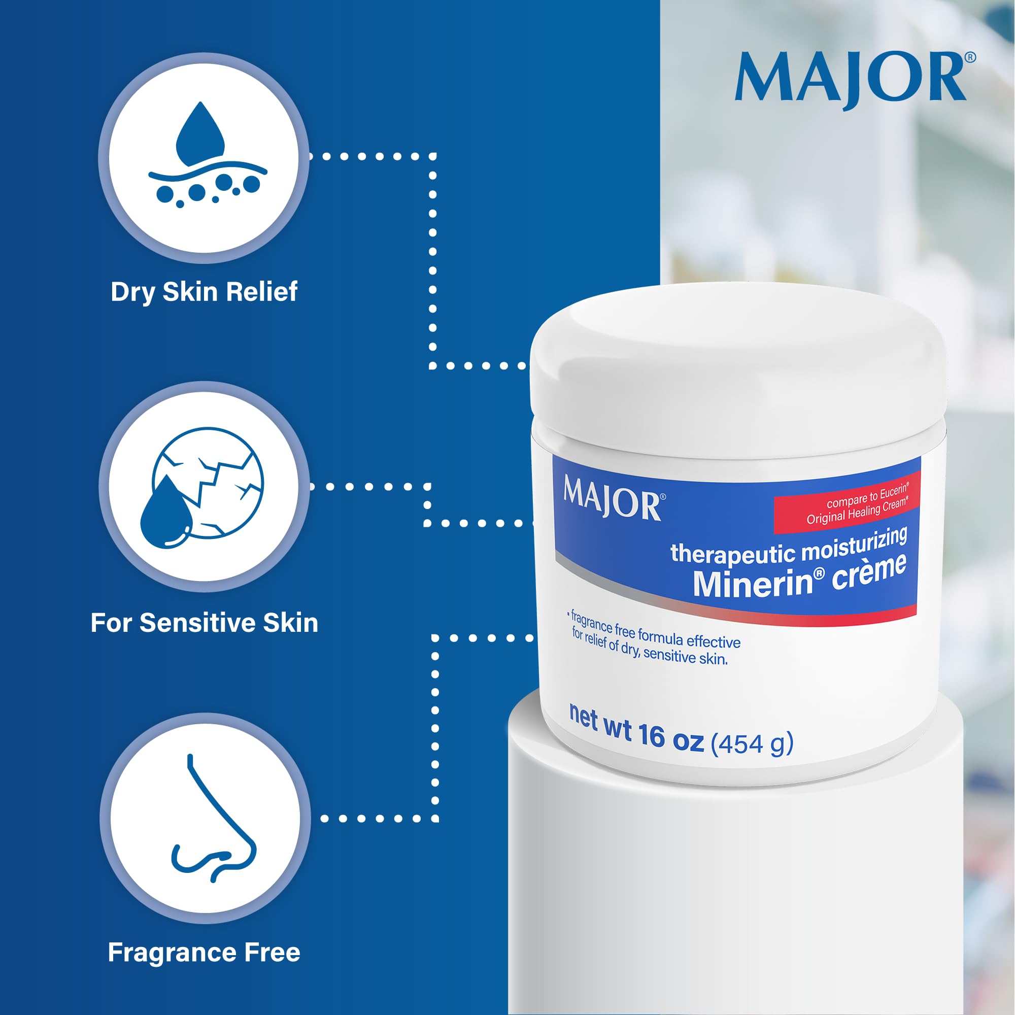 MAJOR Minerin Créme, sin fragancia, ideal para piel sensible y uso diario.