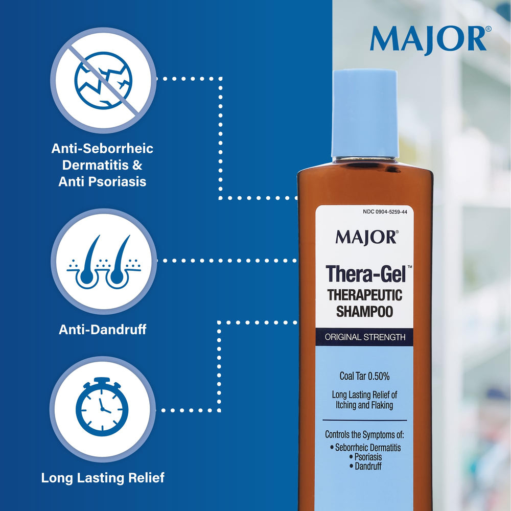 Thera-Gel rich foam lather on scalp indicating cleansing action