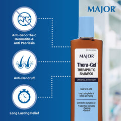 Thera-Gel rich foam lather on scalp indicating cleansing action