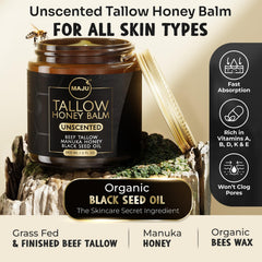 MAJU beef tallow balm texture close-up showing dense, rich moisture.