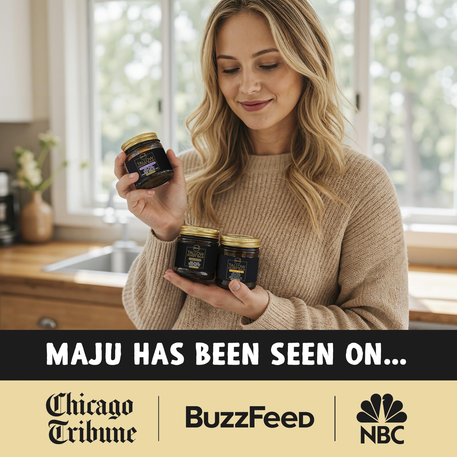 MAJU black seed oil bottle showcasing nourishing skin ingredient.
