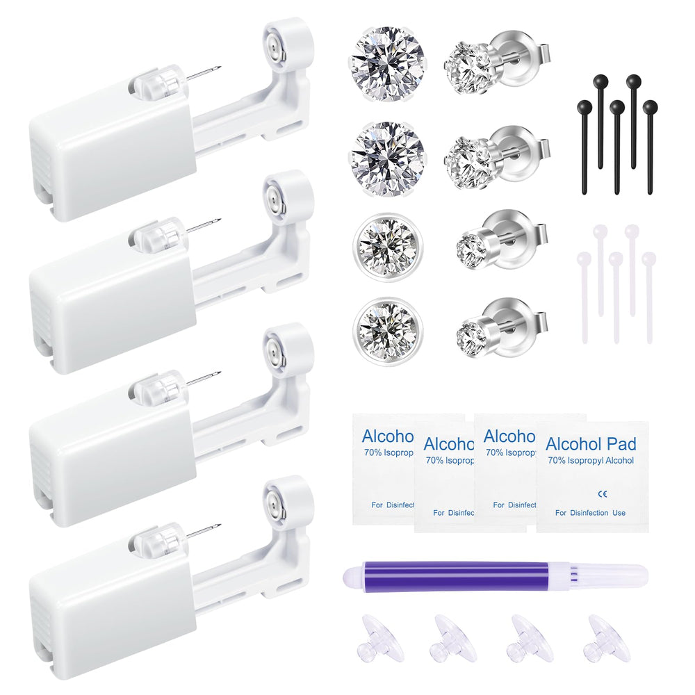 Makalong ear piercing kit with two 5mm CZ stud guns for precise at-home piercing.