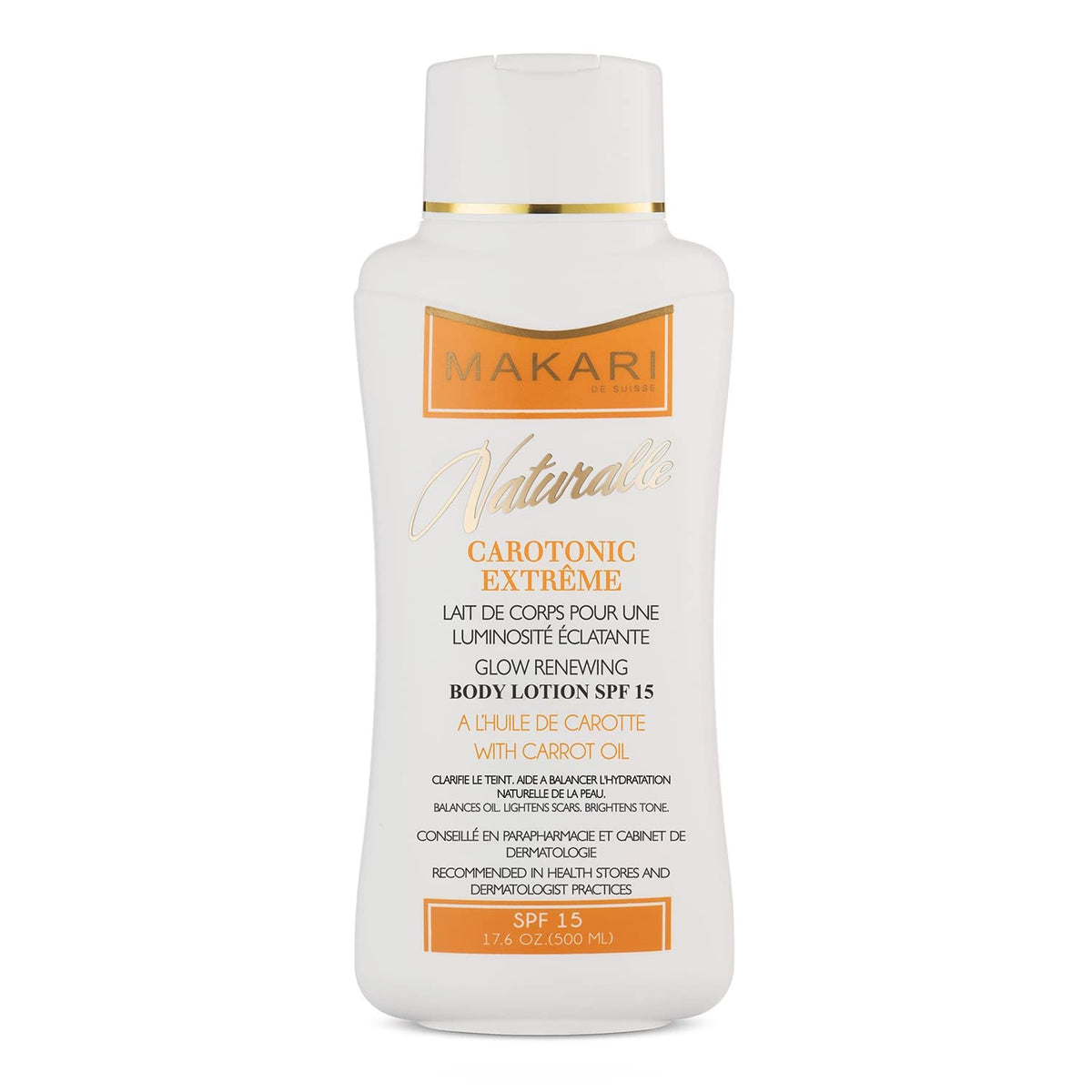 MAKARI Carotonic Extreme Body Lotion bottle for daily use and oil balance.