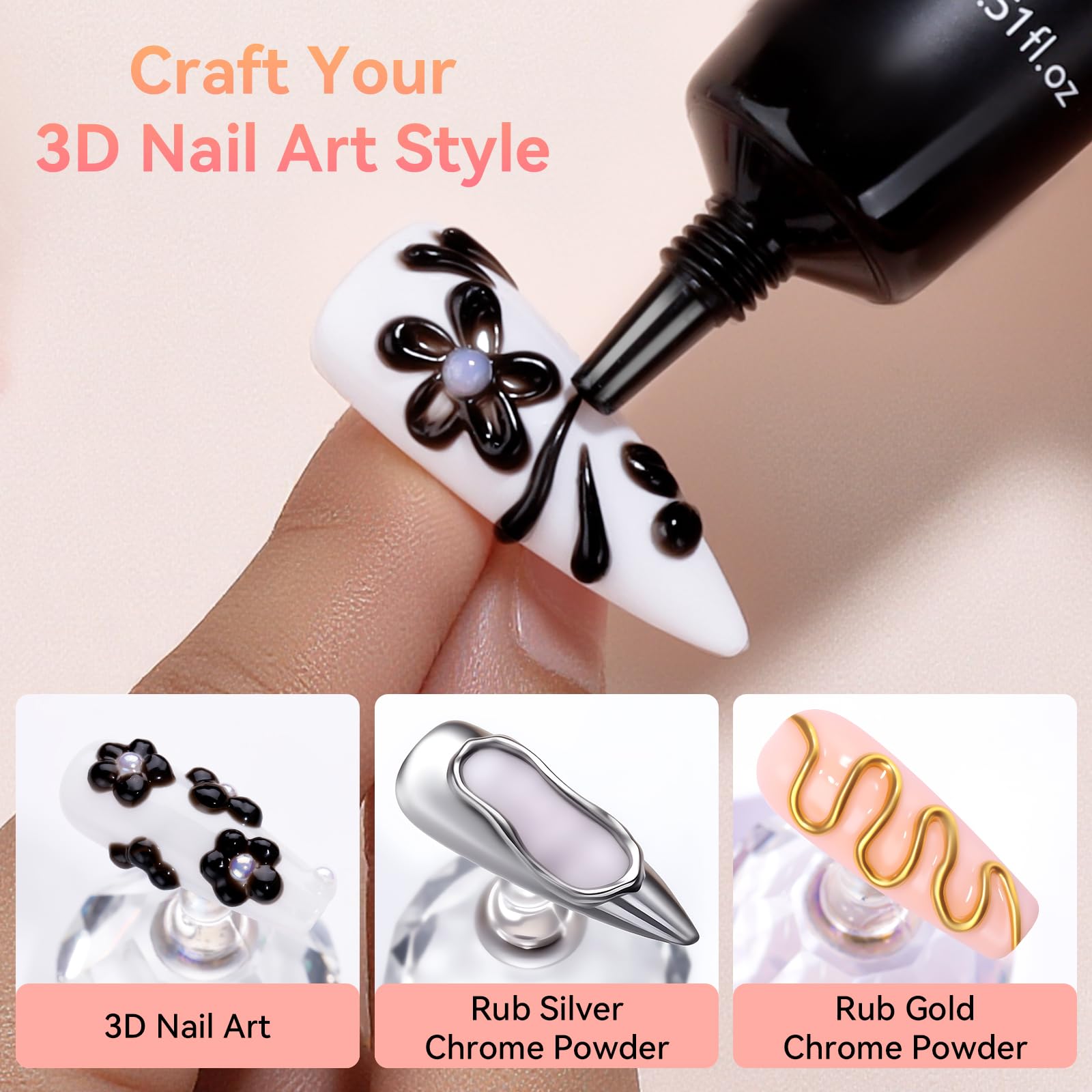 Makartt 3D Gel modelado 3D en uñas: crea decoraciones detalladas.