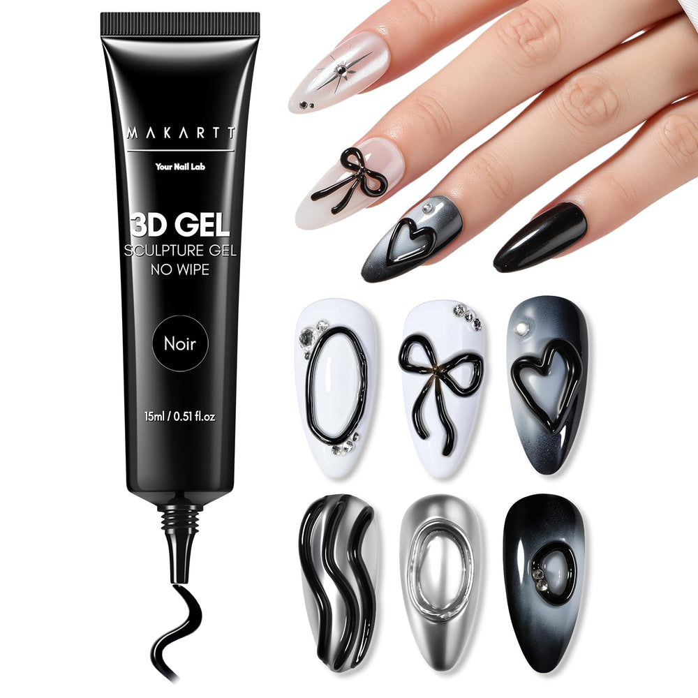 Makartt 3D Gel negro para uñas: dibuja líneas con facilidad.