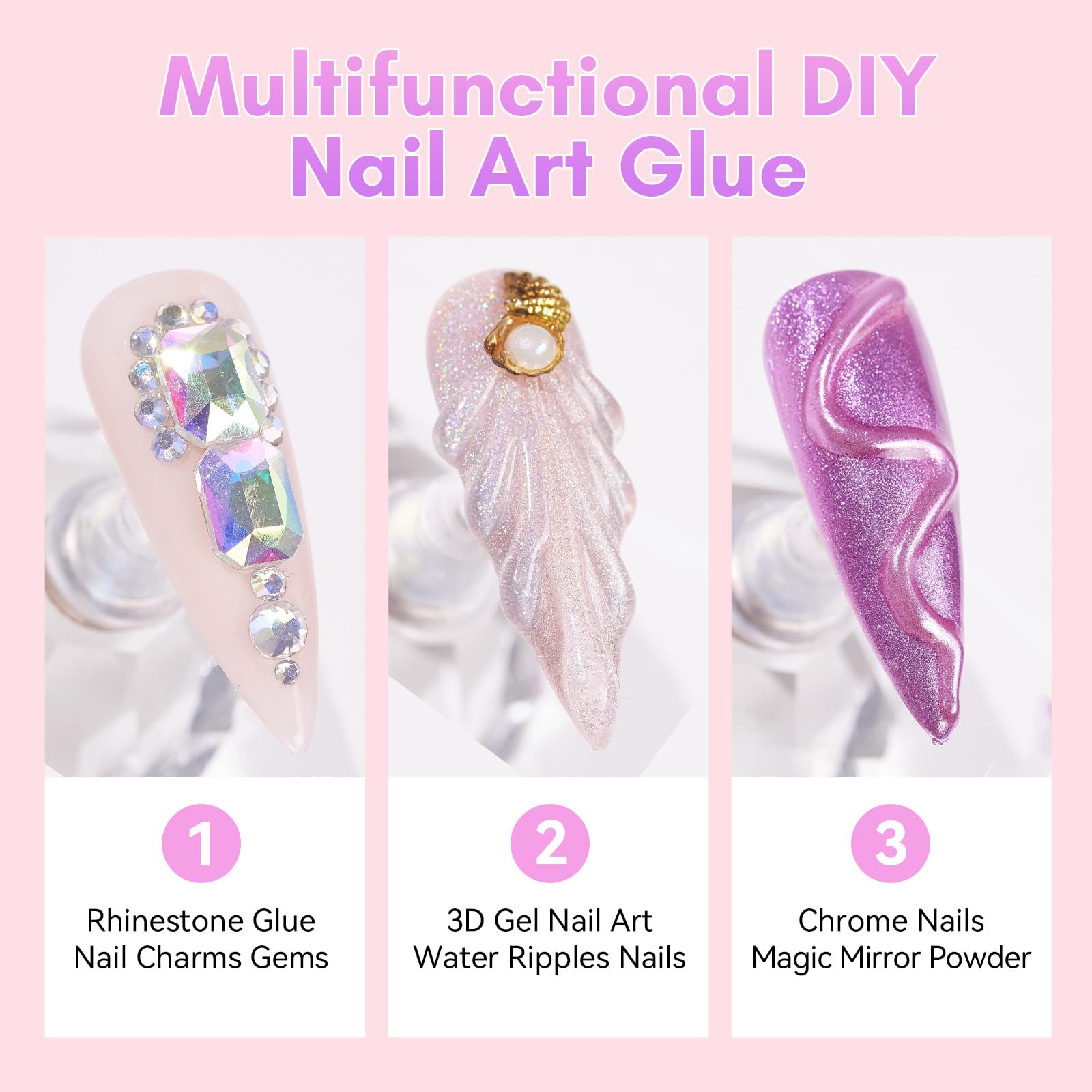 Makartt adhesivo para uñas brillos, fijación duradera para decoraciones.