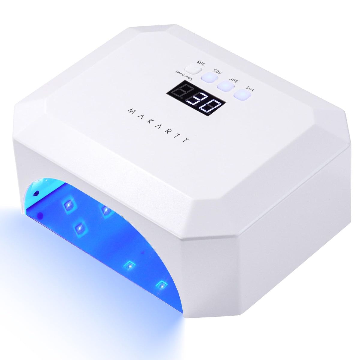Makartt Aurora 36W nail lamp powering on for quick gel curing at home.