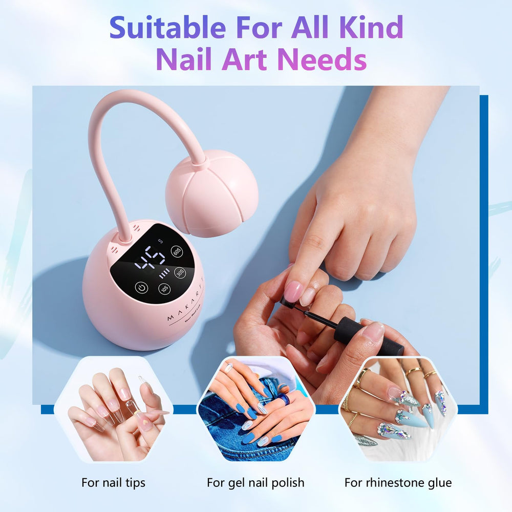 Makartt auto-sensor nail lamp demonstrates hands-free operation with multiple timing options.