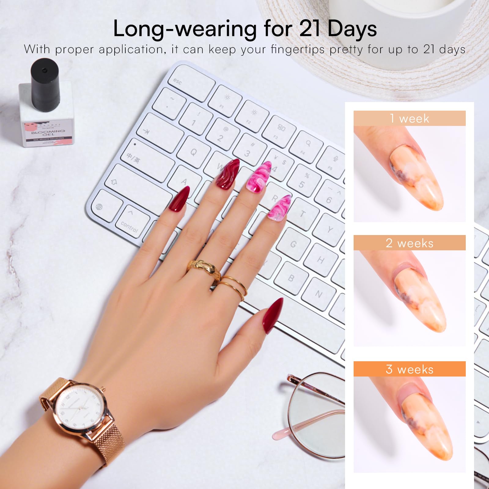 Makartt Blooming Gel easy-apply process enables quick DIY nail art.
