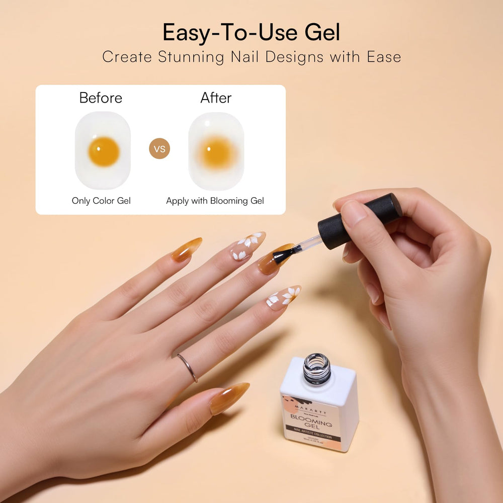 Makartt Blooming Gel marble pattern yields chic, swirled nails over any base color.