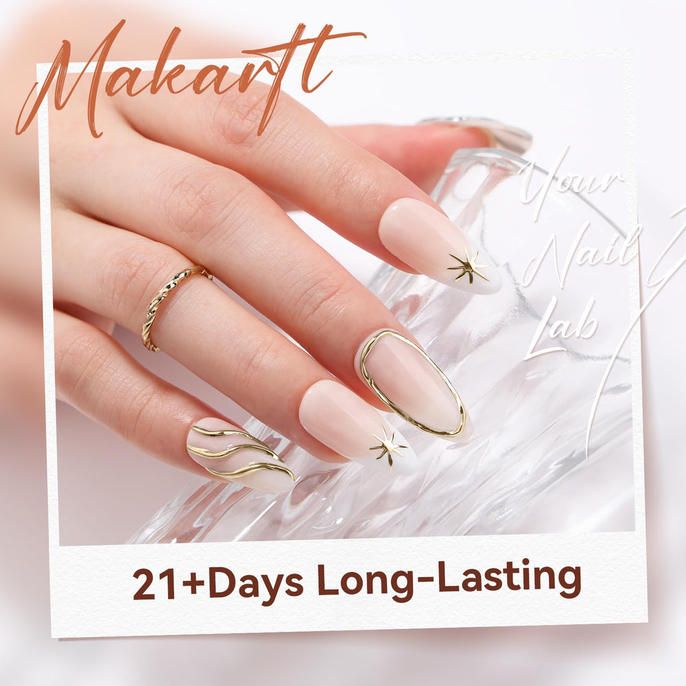 Makartt chrome gel swatches reveal strong color payoff and mirror finish.