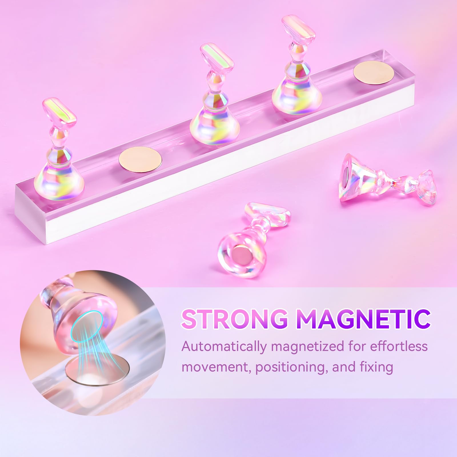 Makartt clear glitter flower base showcases intricate nail art details.