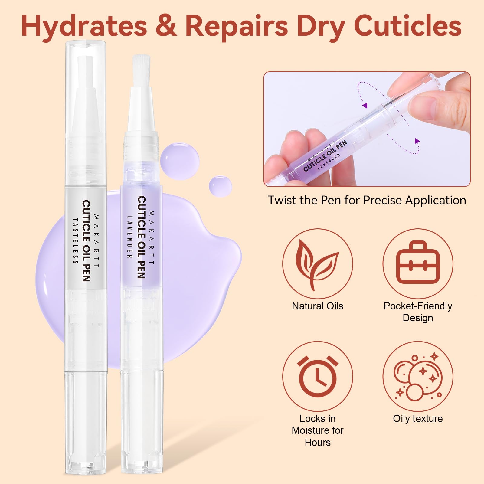 Makartt double-ended cuticle pusher for lifting and cleaning cuticles