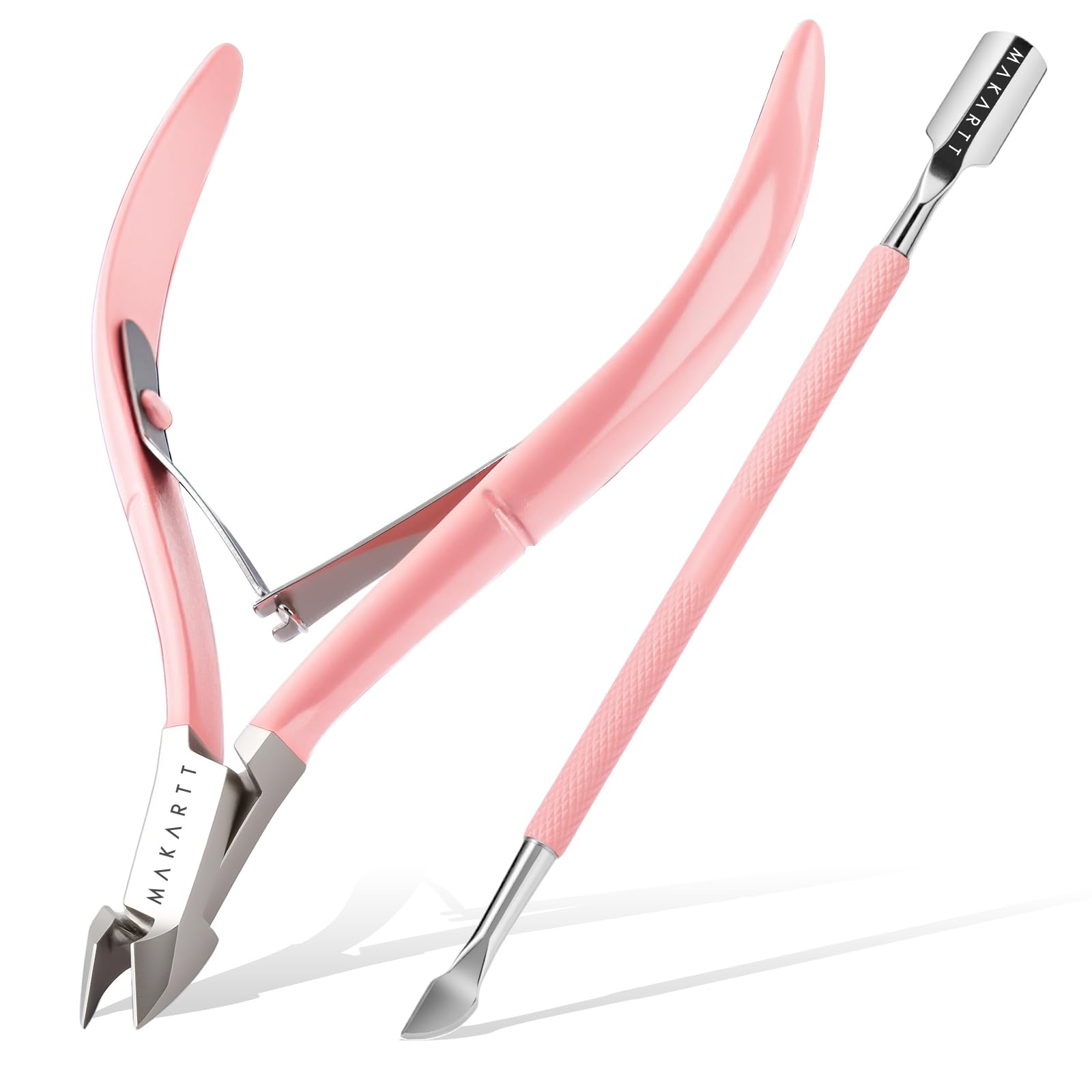 Makartt Cuticle Trimmer with dual spring; ergonomic grip for precise trimming.
