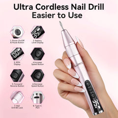 Makartt Electric Nail Drill cordless portable design for at-home or mobile nail services.