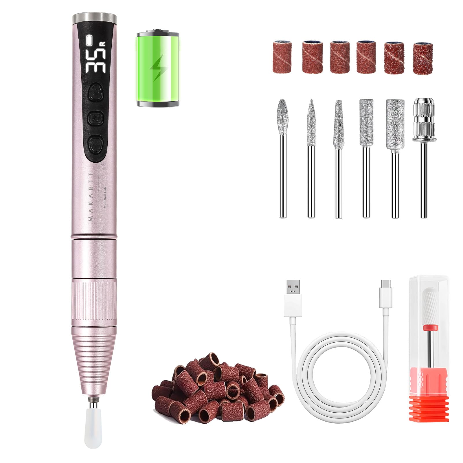 Makartt Electric Nail Drill high-speed 35000 RPM for smooth shaping and removal.